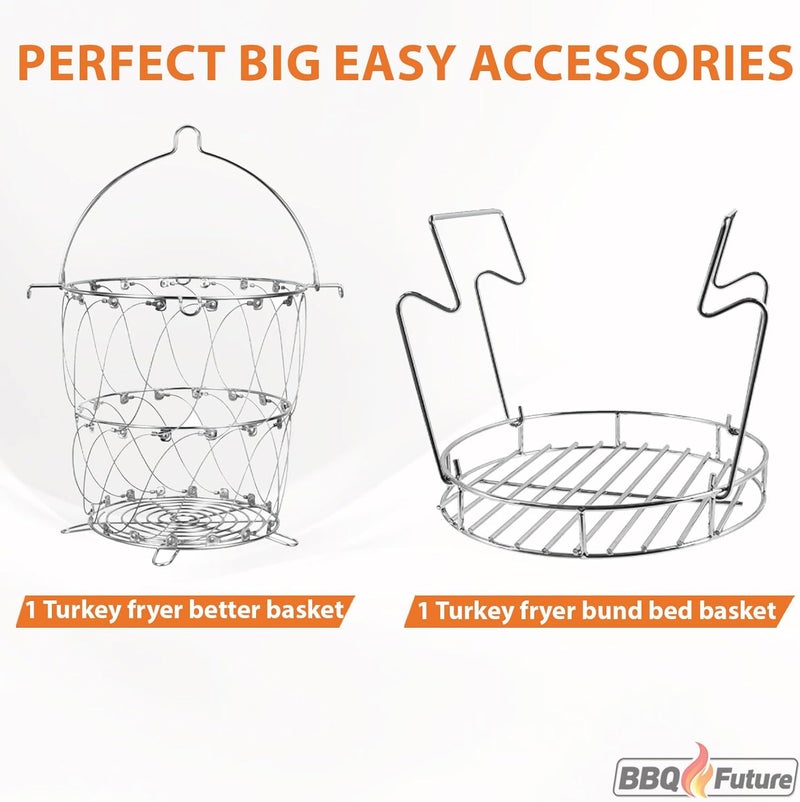 BBQ Future Turkey Fryer Better Basket and 9” Diameter Bunk Bed Basket for Char-Broil Turkey Fryer Parts Kit, Turkey Fryers Basket Turkey Holder Tray Accessories Kit - Image 3
